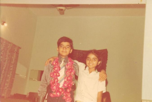 Qasim with his younger sister Seemy. The day he was leaving for CCH in 1981. Good-Bye little, mischievous friend of childhood days.